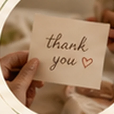 A handwritten thank-you note representing kindness in action